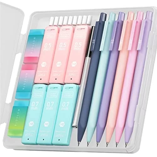 Four Candies Cute Mechanical Pencil Set, 6-Pack 0.5mm & 0.7mm | Pastel Candy Colors for Students thumbnail 1