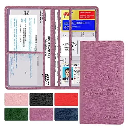 Valardoh Premium Car Registration and Insurance Card Holder Purple | 24.1 cm x 13 cm x 1 cm thumbnail 1