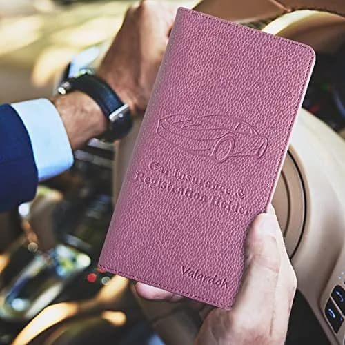 Valardoh Premium Car Registration and Insurance Card Holder Purple | 24.1 cm x 13 cm x 1 cm thumbnail 6