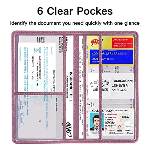 Valardoh Premium Car Registration and Insurance Card Holder Purple | 24.1 cm x 13 cm x 1 cm thumbnail 3