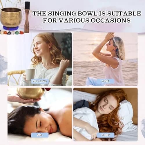 Relaehih Tibetan Singing Bowl Set 12.7 cm (5 inch) | Authentic Nepal Hand-Hammered Meditation Chakra Sound Bowl thumbnail 7