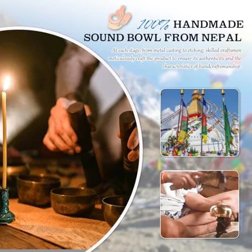 Relaehih Tibetan Singing Bowl Set 12.7 cm (5 inch) | Authentic Nepal Hand-Hammered Meditation Chakra Sound Bowl thumbnail 3