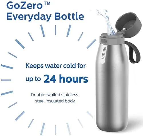 PHILIPS Filtered Water Bottle Stainless Steel Travel Keeps Cold 32oz | Double-Wall Insulation & Filtered Water thumbnail 5