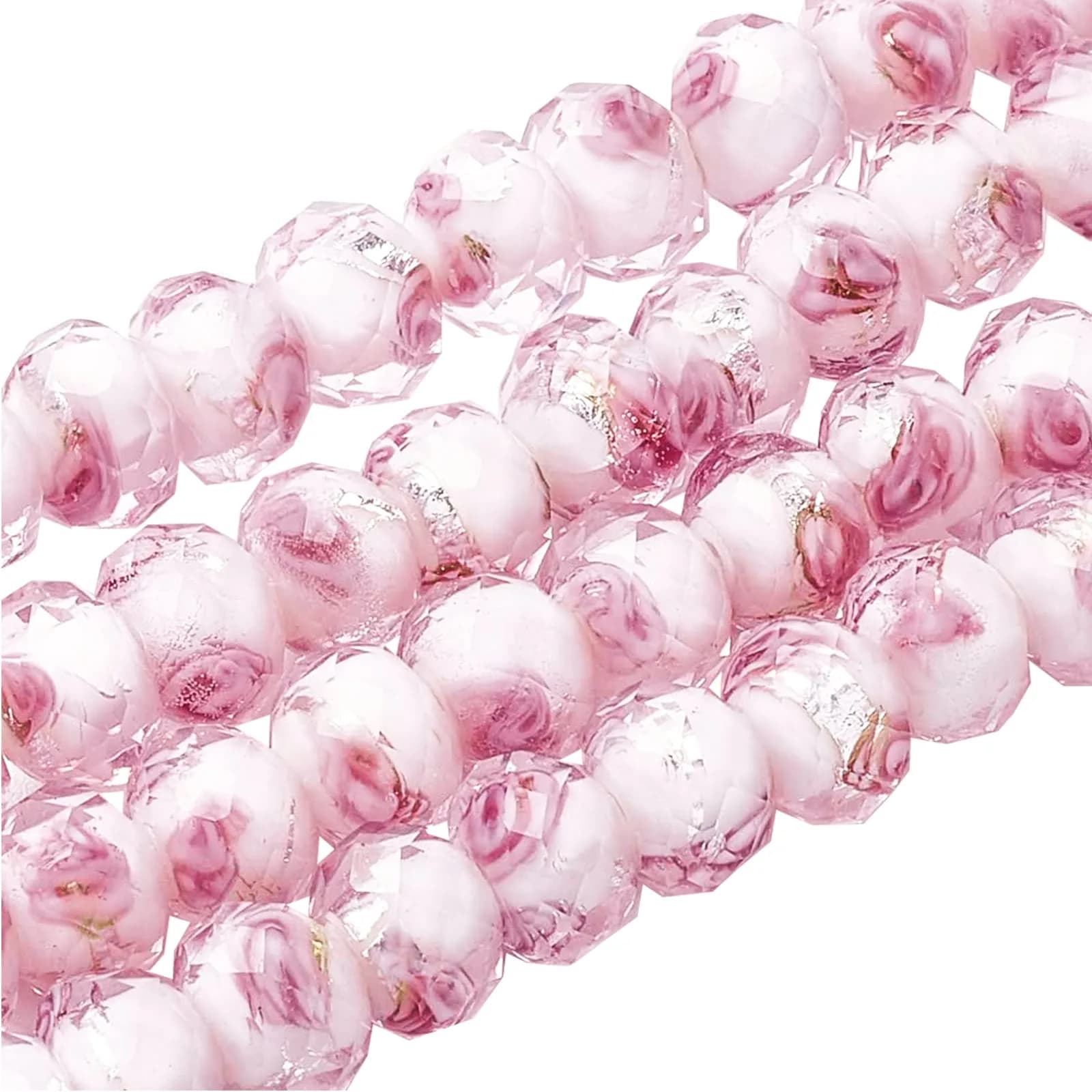 PH PandaHall 70pcs 8mm Rose Lampwork Glass Beads | Handmade Floral Beads with 2mm Hole - main product image