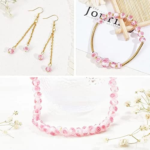 PH PandaHall 70pcs 8mm Rose Lampwork Glass Beads | Handmade Floral Beads with 2mm Hole thumbnail 6
