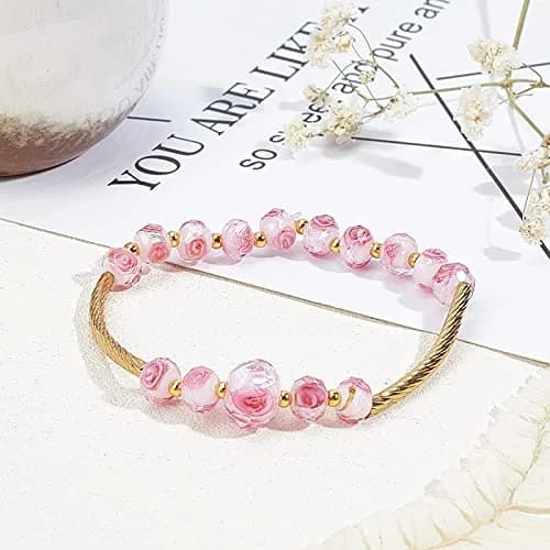 PH PandaHall 70pcs 8mm Rose Lampwork Glass Beads | Handmade Floral Beads with 2mm Hole thumbnail 7