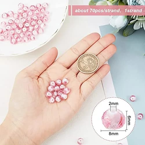 PH PandaHall 70pcs 8mm Rose Lampwork Glass Beads | Handmade Floral Beads with 2mm Hole thumbnail 2