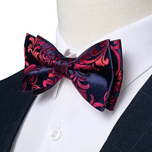 DiBanGu Silk Bow Tie Pre-Tied Set for Men in Gift Box, Blue Red | Adjustable, High-Quality Silk, Perfect for Formal & Informal Occasions thumbnail 5