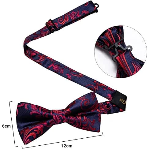 DiBanGu Silk Bow Tie Pre-Tied Set for Men in Gift Box, Blue Red | Adjustable, High-Quality Silk, Perfect for Formal & Informal Occasions thumbnail 6