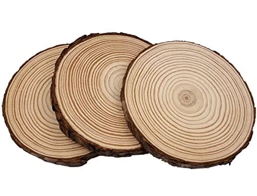 William Craft Natural Wood Slices with Bark 8 Pcs 14-15cm (5.5-6 inch) | Rustic Wedding & DIY Craft Wood Circles thumbnail 3