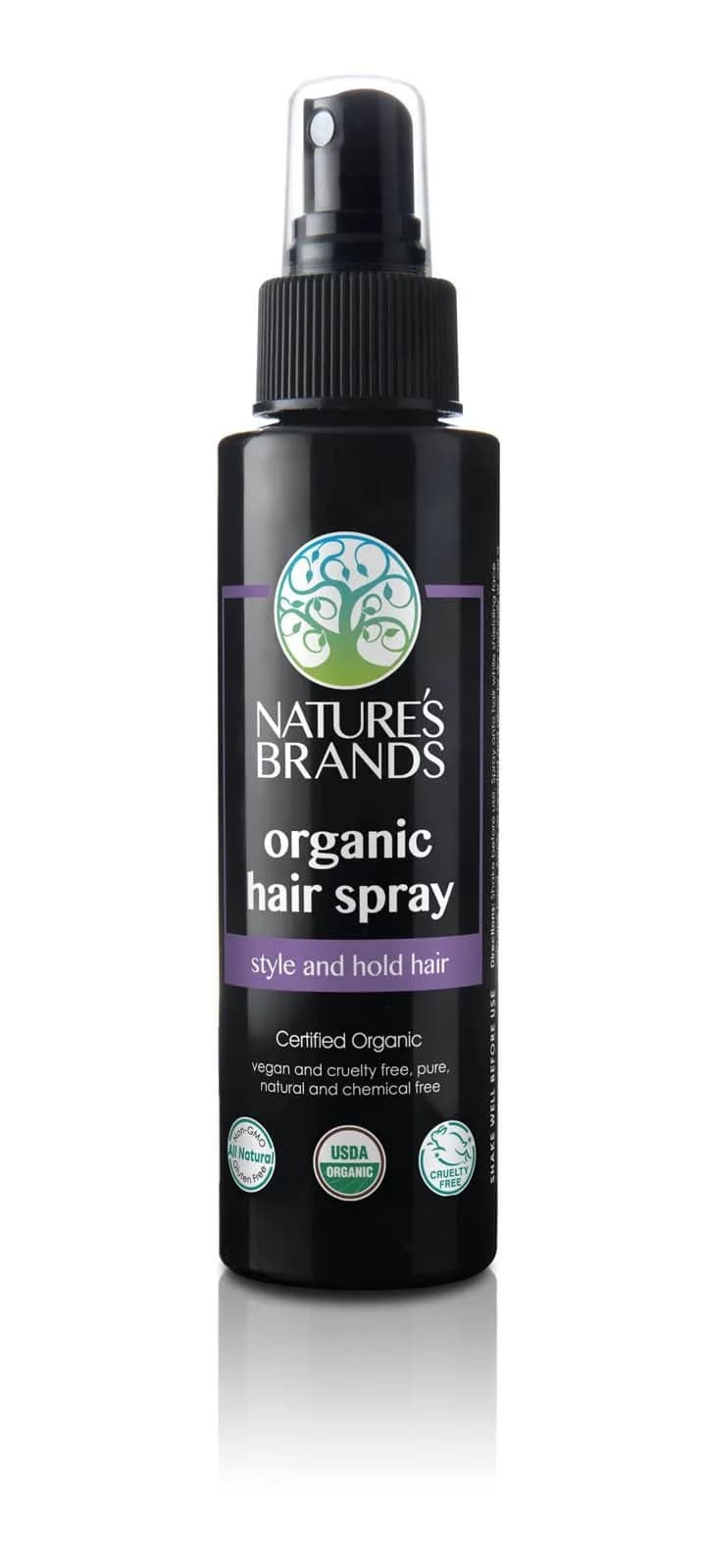Nature's Brands Organic Hair Spray 16 Fl Oz | No Toxic Synthetic Chemicals, USDA Organic, Herbal Aroma — 4 Fl Oz