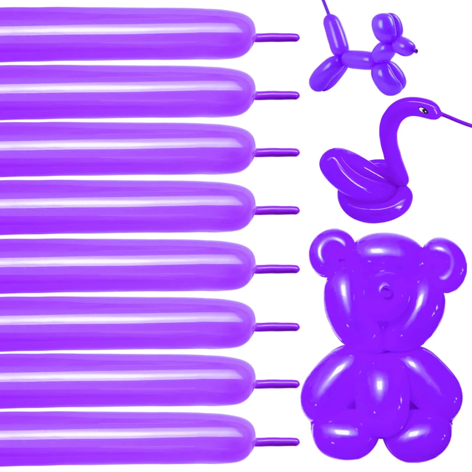 KUULBELA Red 260q Latex Twisting Balloons 100 Count | Thickened Latex for Animal Models & Party Decor — Purple