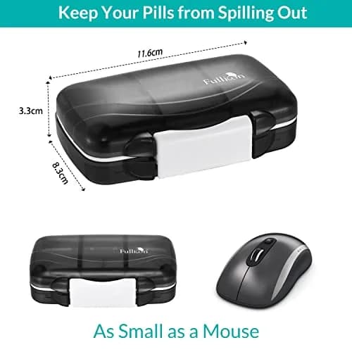 Fullicon Moistureproof Airtight Pill Organizer, Portable, 7 Compartment | Moistureproof & Double Lock for Travel & Daily Use thumbnail 4