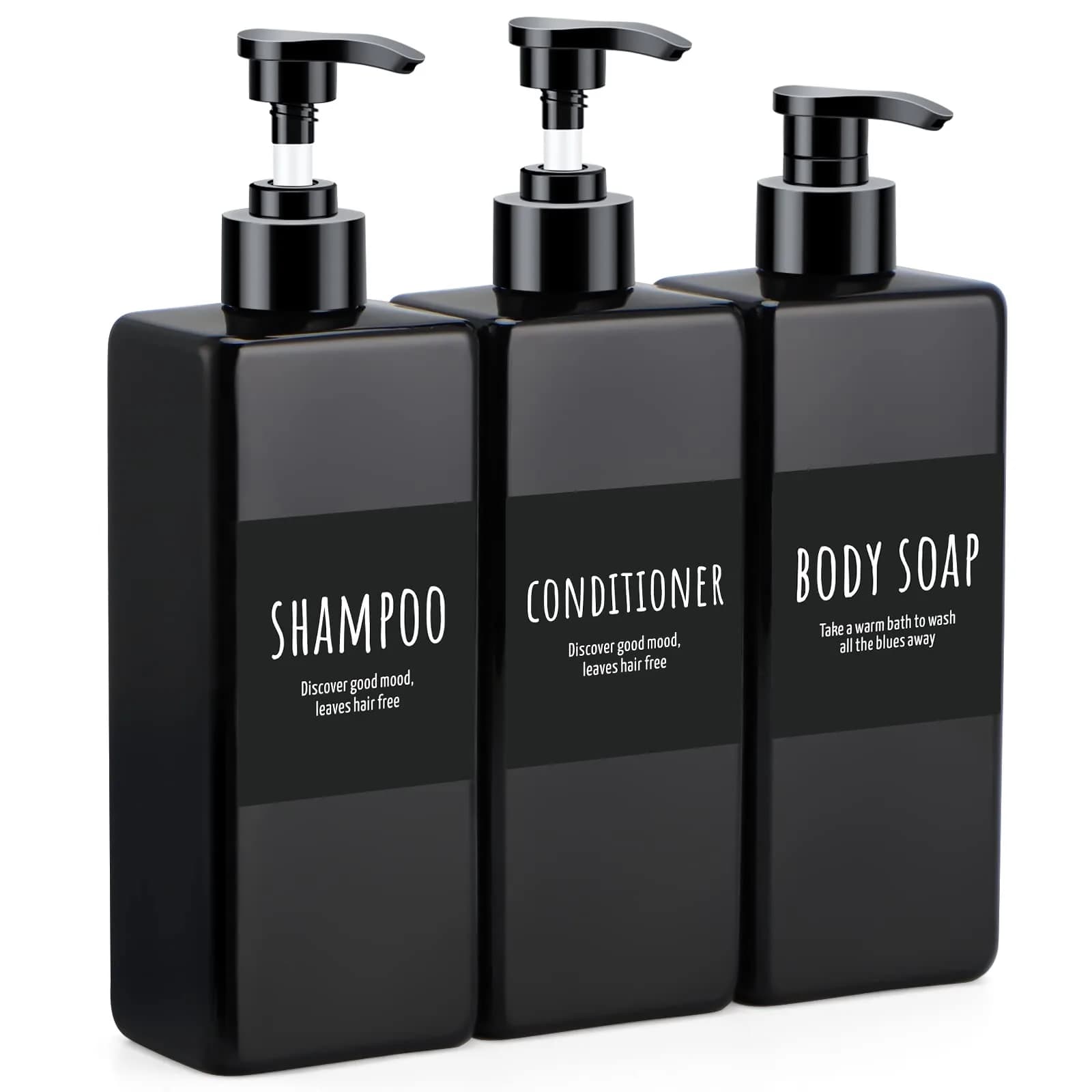 Segbeauty 3-Piece 500ml Pump Dispenser Set | Leak-Proof & Refillable for Bathroom & Travel — Black / 500ml thumbnail 1