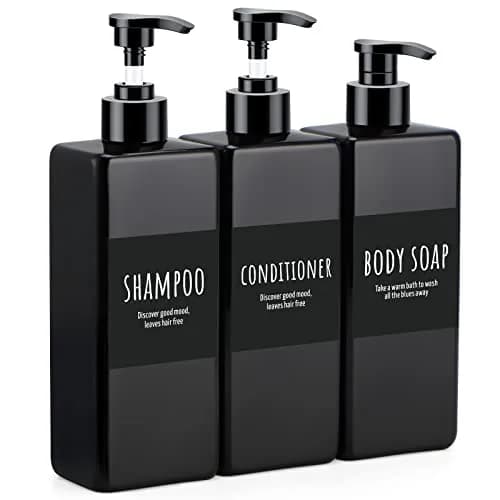 Segbeauty 3-Piece 500ml Pump Dispenser Set | Leak-Proof & Refillable for Bathroom & Travel — Black / 500ml