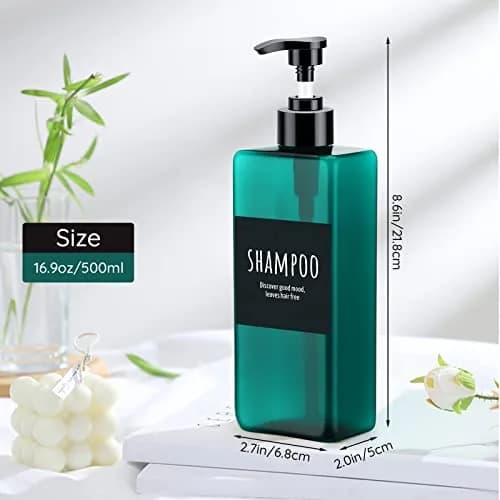Segbeauty 3-Pack 500ml (16.9oz) Pump Dispensers | Refillable Shampoo, Conditioner & Body Wash Bottles with Labels thumbnail 6