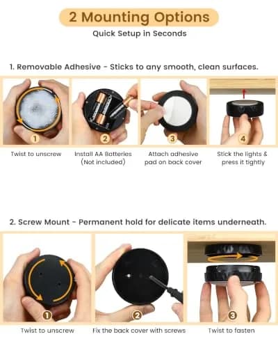 TECOMLIGHT Puck Lights with Remote 6 Pack | 13 Colors & White Tones, Battery-Operated, Adjustable Dimming thumbnail 4