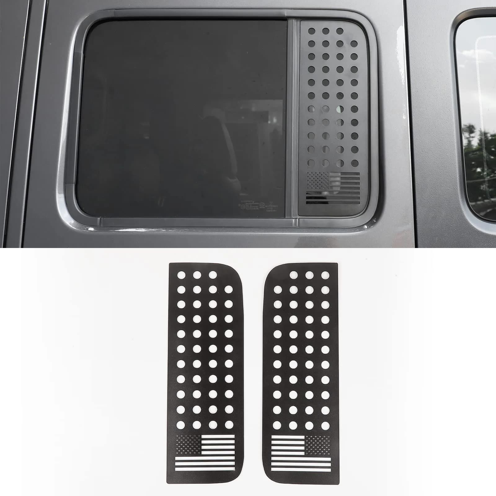 Hoolcar Black American Flag Sticker Decal Aluminum Alloy for Jeep Wrangler JL & Gladiator | Patriotic Modern - main product image