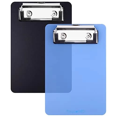 Wisdompro Black 2 Pack Mini Clipboards 10cm (4") x 15cm (6") | Lightweight Polypropylene & Stainless Steel Clip thumbnail 1