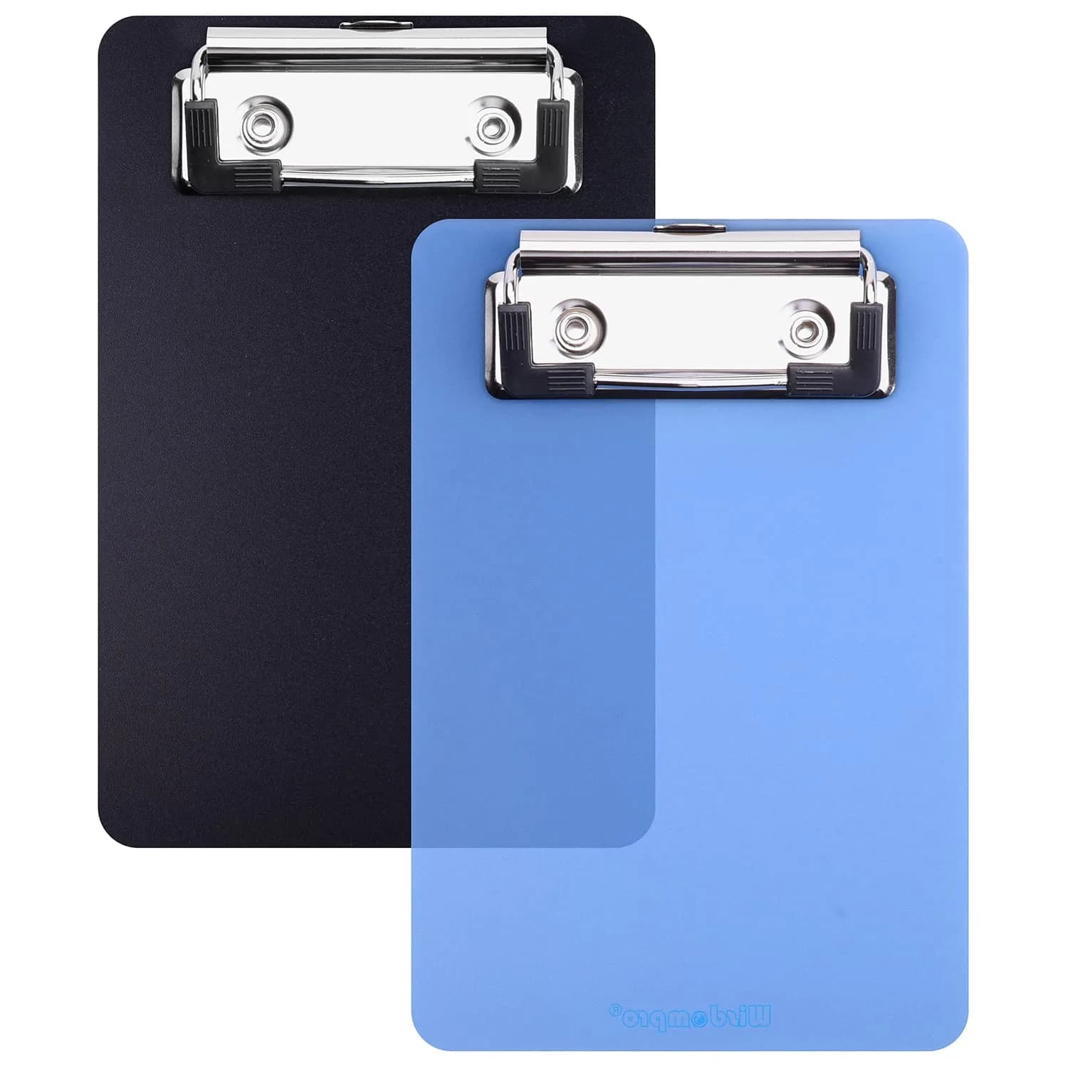 Wisdompro Black 2 Pack Mini Clipboards 10cm (4") x 15cm (6") | Lightweight Polypropylene & Stainless Steel Clip - main product image
