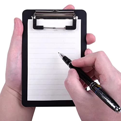 Wisdompro Black 2 Pack Mini Clipboards 10cm (4") x 15cm (6") | Lightweight Polypropylene & Stainless Steel Clip thumbnail 2