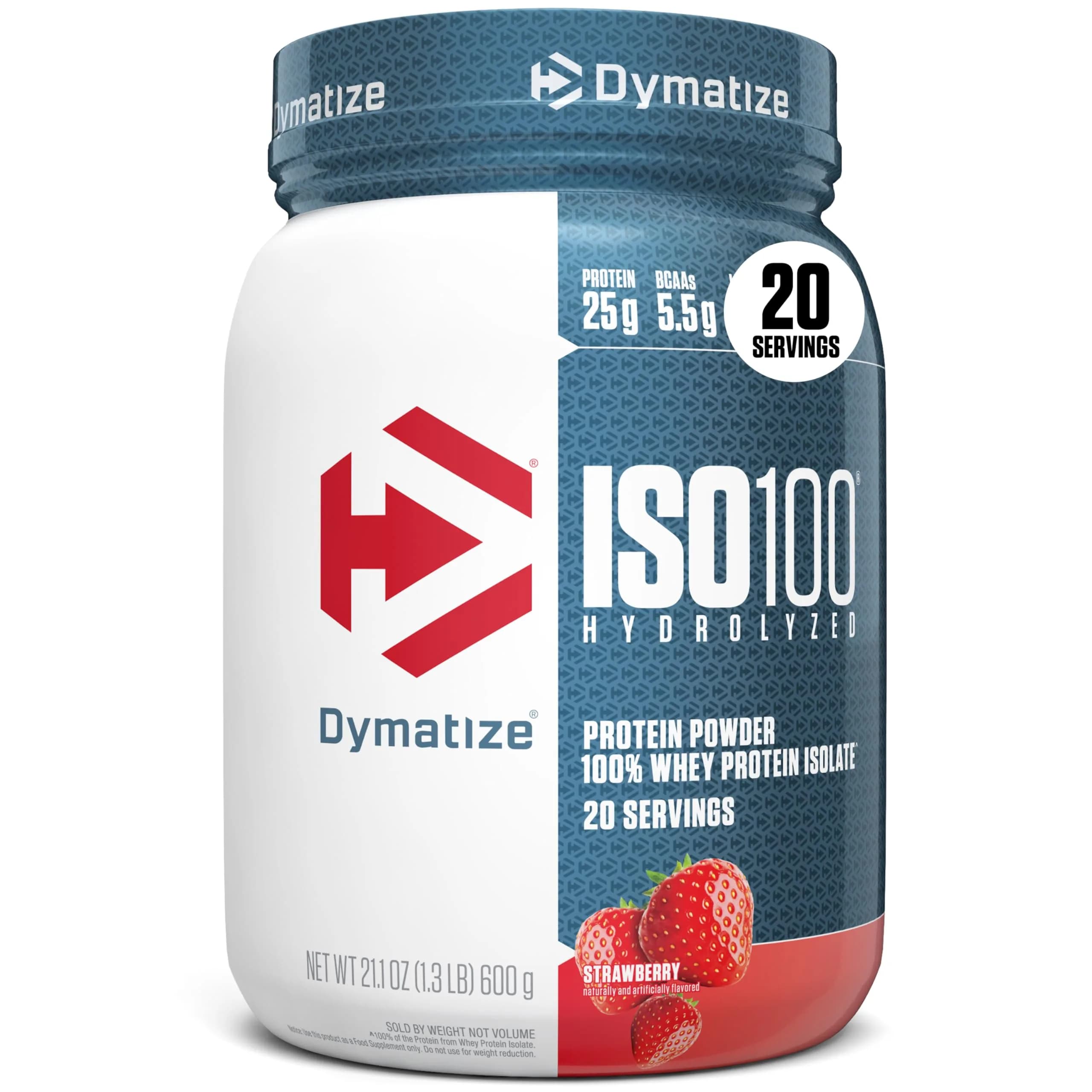 Dymatize ISO100 Protein Powder Mocha Latte 1.34 lb (612 g) | 25g Protein, 5.5g BCAAs, 95mg Caffeine — Strawberry / 1.34 Pound