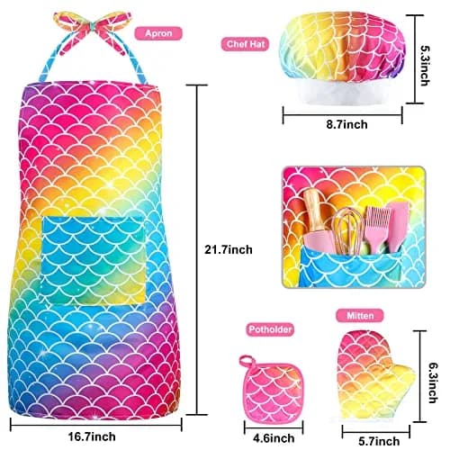 GiftInTheBox Kids Cooking & Baking Set 54 PCS Rainbow Apron & Chef Hat | Complete Kit for Junior Chefs thumbnail 3