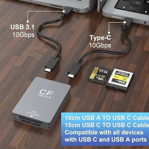Rocketek CFexpress Type B & SD Card Reader USB 3.1 Gen 2 10Gbps Aluminum Portable Thunderbolt 3 Support Android Windows Mac OS thumbnail 4