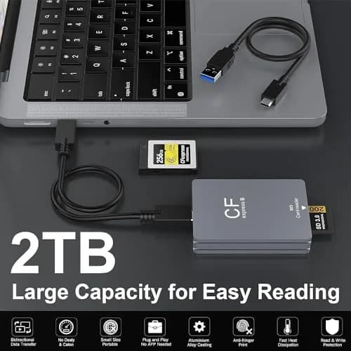 Rocketek CFexpress Type B & SD Card Reader USB 3.1 Gen 2 10Gbps Aluminum Portable Thunderbolt 3 Support Android Windows Mac OS thumbnail 5