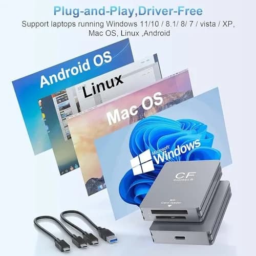 Rocketek CFexpress Type B & SD Card Reader USB 3.1 Gen 2 10Gbps Aluminum Portable Thunderbolt 3 Support Android Windows Mac OS thumbnail 6