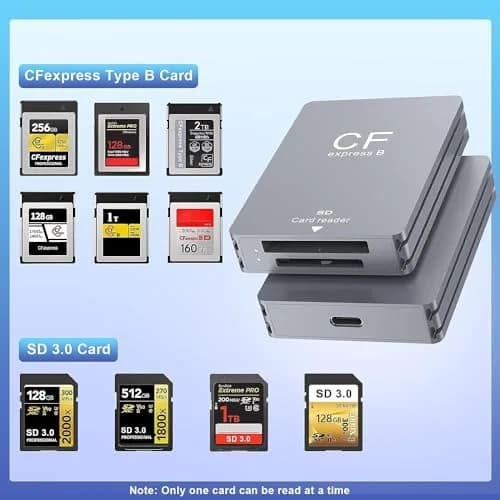 Rocketek CFexpress Type B & SD Card Reader USB 3.1 Gen 2 10Gbps Aluminum Portable Thunderbolt 3 Support Android Windows Mac OS thumbnail 2