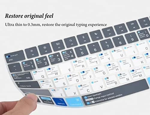 CASEDAO Mac OS Shortcut Keyboard Cover for MacBook Pro 14"/16" & Air 13.6"/15.3" - Blue & White (US Layout) thumbnail 4