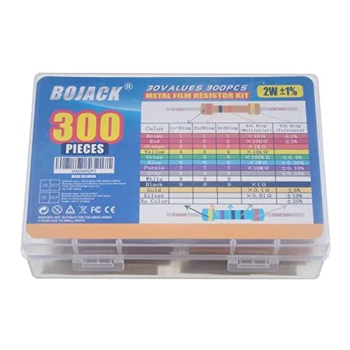BOJACK Resistor Kit 300 Pcs 30 Values 1Ω - 1MΩ | 2W Metal Film Assortment thumbnail 8