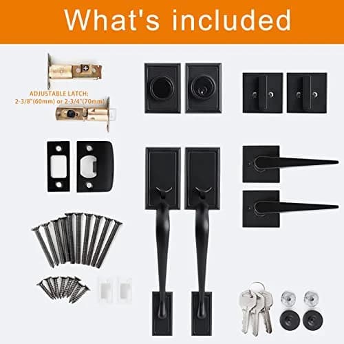 Natsukage Heavy Duty Double Door Handle Set Matte Black | Reversible Lock with Dummy & Deadbolt thumbnail 3
