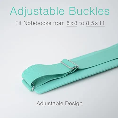 diodrio Adjustable Elastic Band Pen Holder Mint | Fits 8"-11" Notebooks, PU Leather, Detachable thumbnail 2