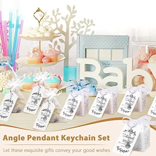Bonuci White Angel Keychain Baptism Favors Set | 30 Sets (120 Pieces Total) thumbnail 5