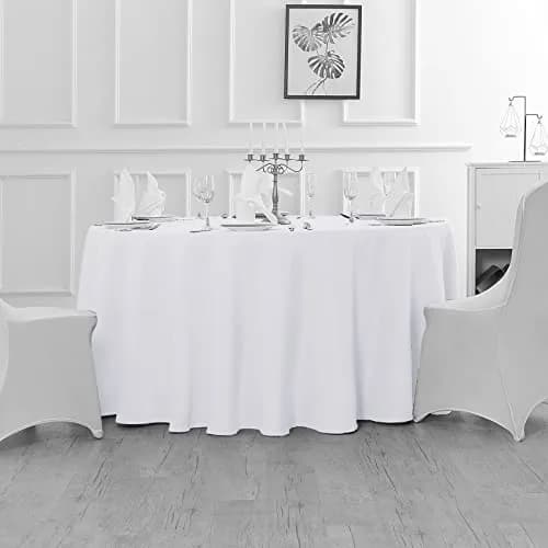 Fokitut 2 Pack Waterproof Round Tablecloth 108 Inch | Stain & Wrinkle Resistant Polyester thumbnail 5
