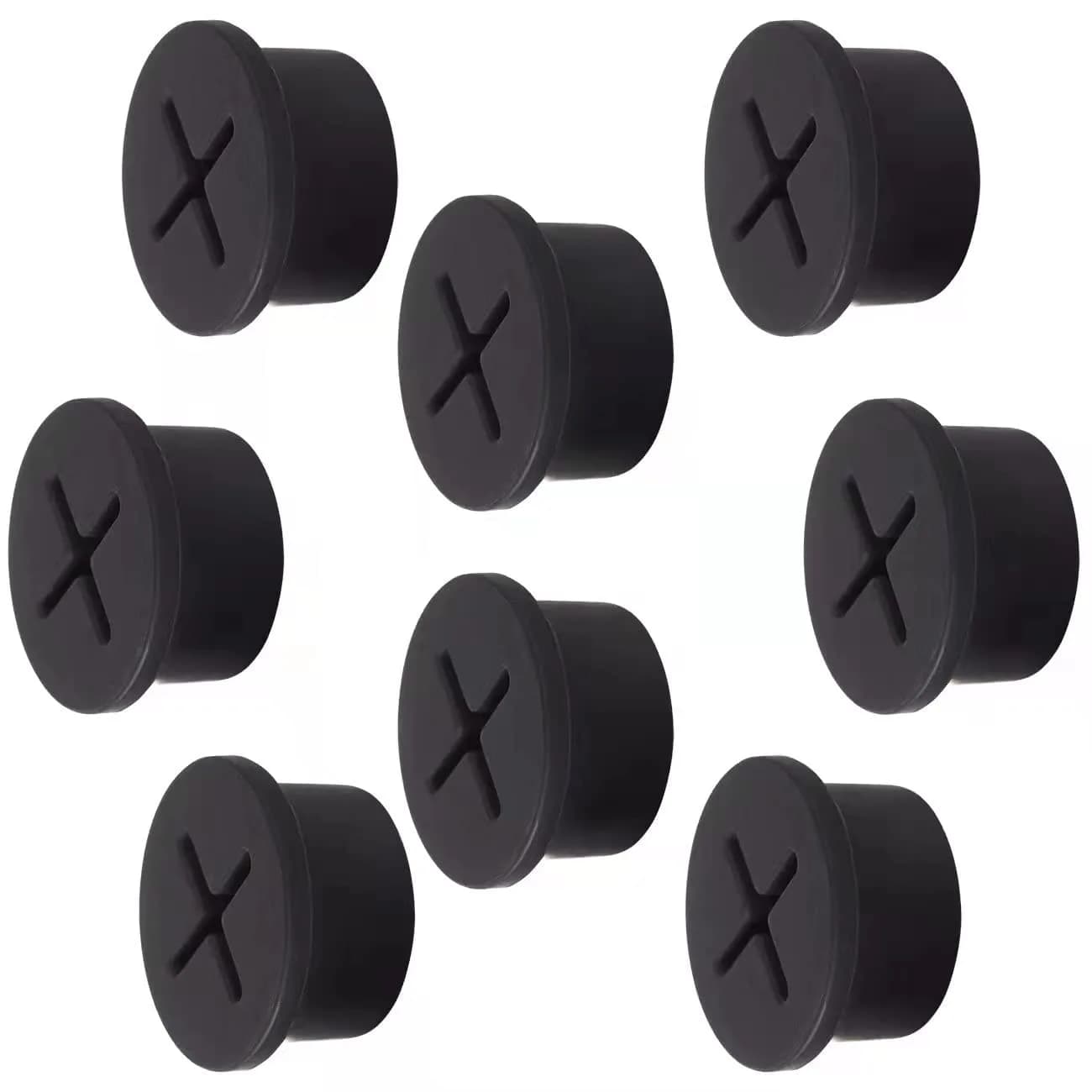 Keenkee 8 Pack Cable Cord Grommets 3/4 Inch Flexible White Silicone Rubber | For Desk and Furniture Wire Management — Black