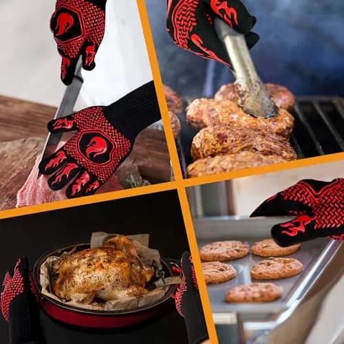 DKHDBD Red Heat Resistant BBQ Gloves 35.56cm (13.8in) | 1472°F Extreme Heat Protection thumbnail 5