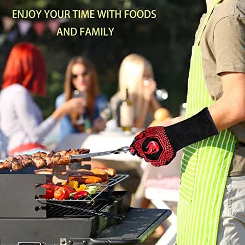 DKHDBD Red Heat Resistant BBQ Gloves 35.56cm (13.8in) | 1472°F Extreme Heat Protection thumbnail 6