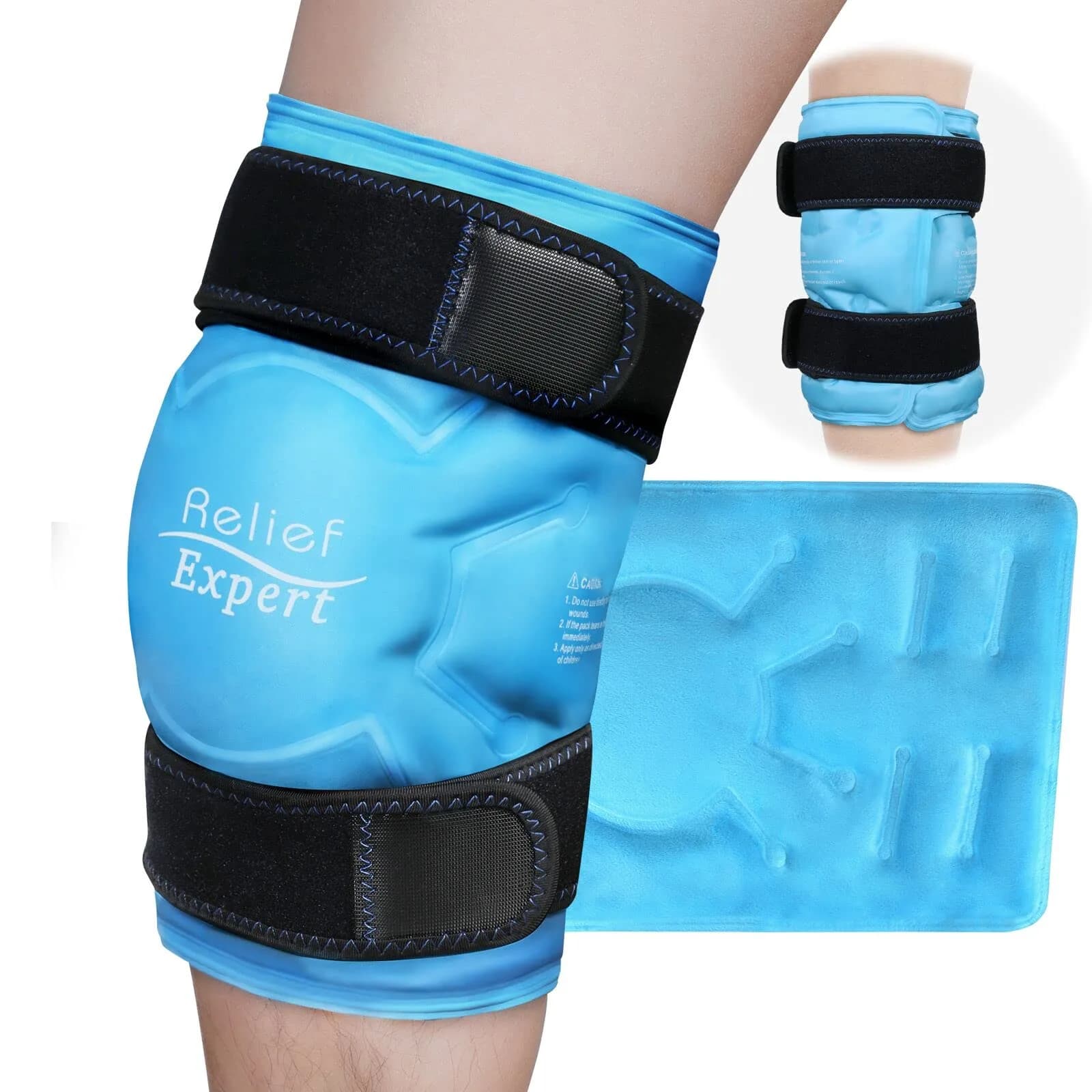 Relief Expert Knee Ice Pack Wrap Around Entire Knee Blue XL | Reusable Cold Compress for Muscle Relaxation & Post-Workout Recovery - main product image