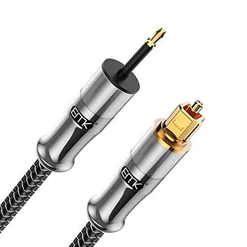 EMK 24K Gold-Plated Toslink to Mini Toslink Cable 2M (6ft) | High-Speed Digital Optical Audio Cable for Soundbar, Home Theater, TV thumbnail 1