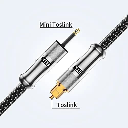 EMK 24K Gold-Plated Toslink to Mini Toslink Cable 2M (6ft) | High-Speed Digital Optical Audio Cable for Soundbar, Home Theater, TV thumbnail 2