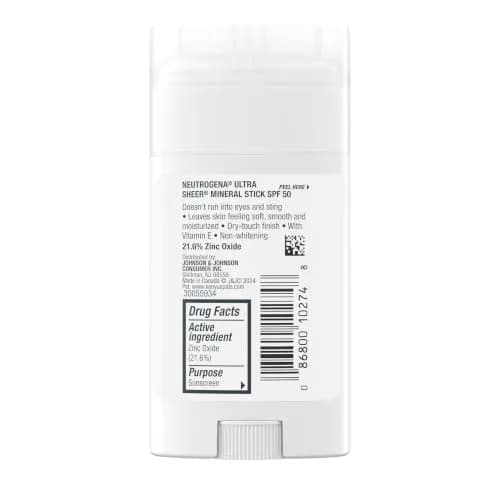 Neutrogena Ultra Sheer Mineral Sunscreen Stick SPF 50, 42ml (1.5 oz) | Dermatologist Recommended for Sensitive Skin thumbnail 9