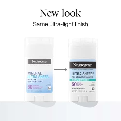 Neutrogena Ultra Sheer Mineral Sunscreen Stick SPF 50, 42ml (1.5 oz) | Dermatologist Recommended for Sensitive Skin thumbnail 2