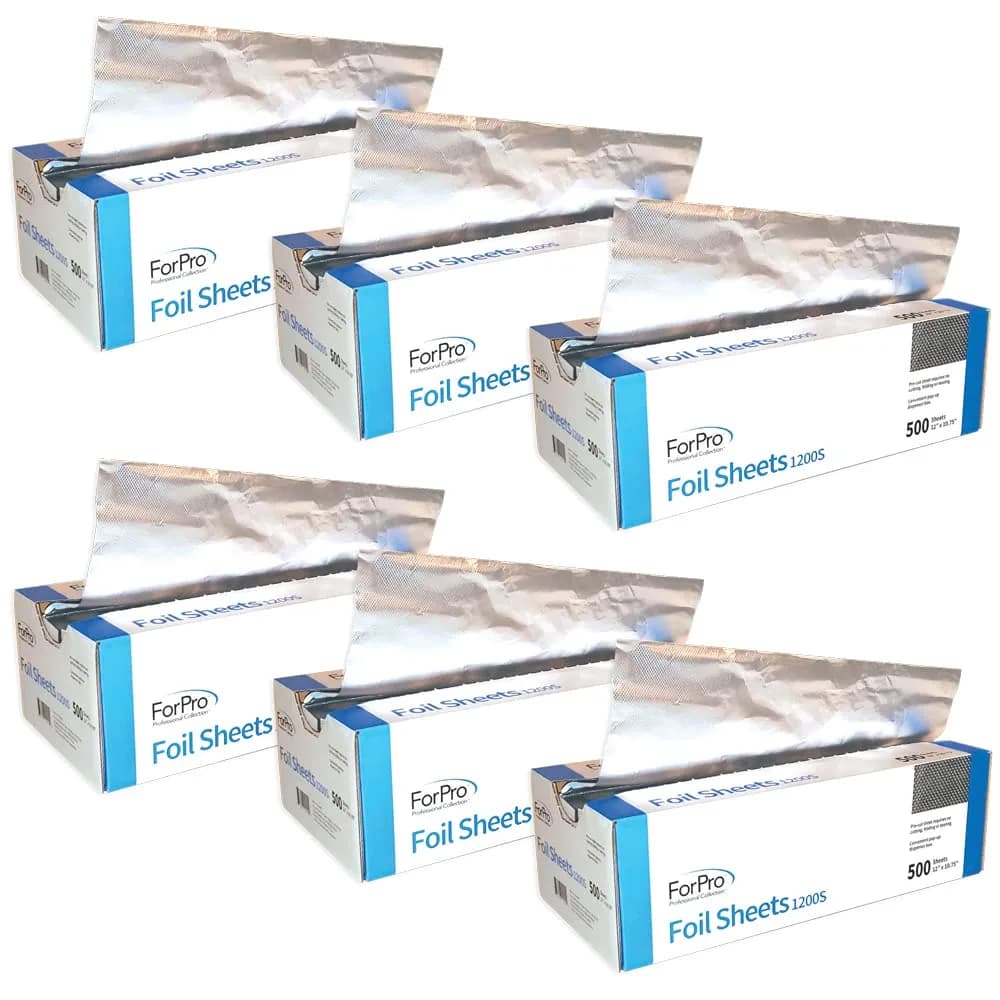 ForPro Embossed Aluminum Foil Sheets 500ct/6pk | Non-Slip Hair Coloring & Highlighting Tool