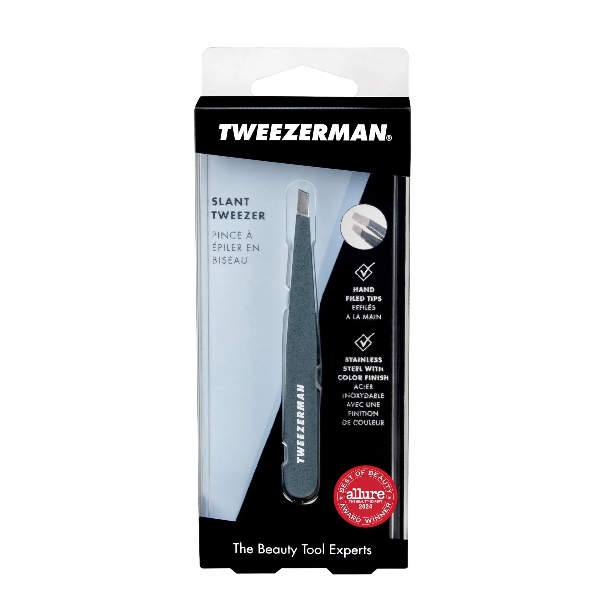 Tweezerman Slant Tweezer – Tweezerman Tweezers for Eyebrows Blue Stone | Precision, Hand-Filed Tips, 25° Slant, Stainless Steel - view 7