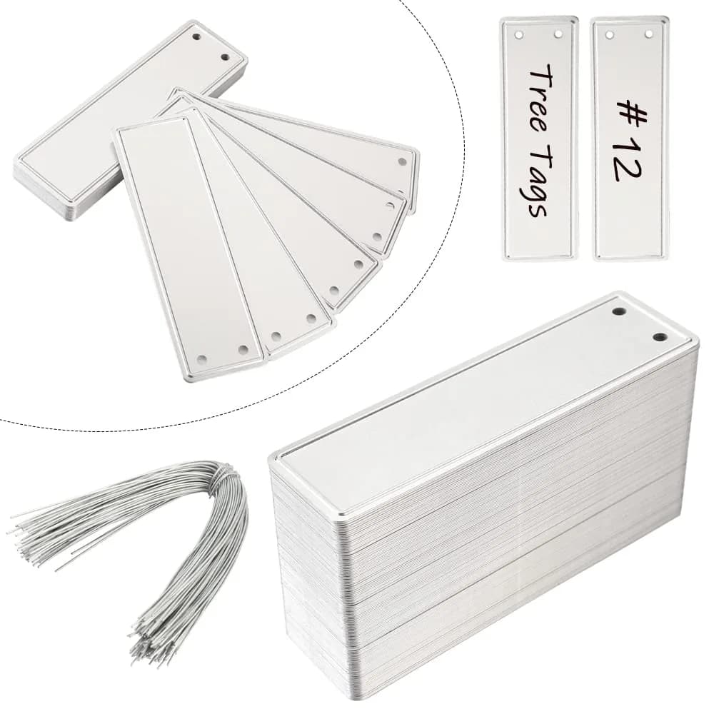 TINSKY Aluminum Plant Labels - 120PCS Metal Tags with Wires for Plant Markers, Tree Tags, Outdoor Identification and Greenhouse | Waterproof & Durable