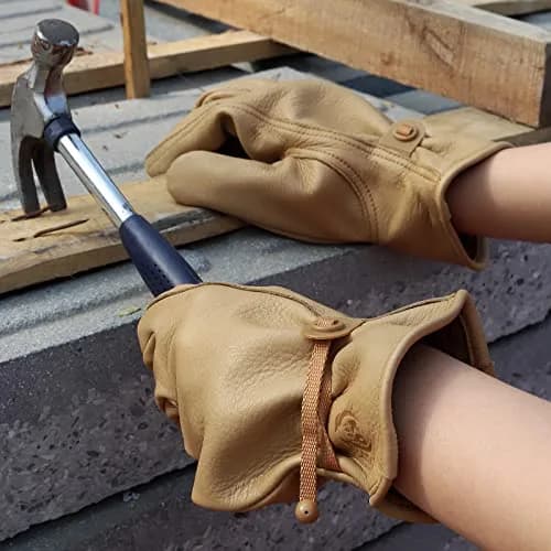 KKOYING Full Cowhide Leather Work Gloves XL | Waterproof, Adjustable Wrist, Puncture & Abrasion Resistant thumbnail 6