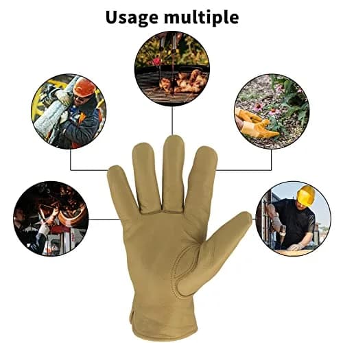 KKOYING Full Cowhide Leather Work Gloves XL | Waterproof, Adjustable Wrist, Puncture & Abrasion Resistant thumbnail 4